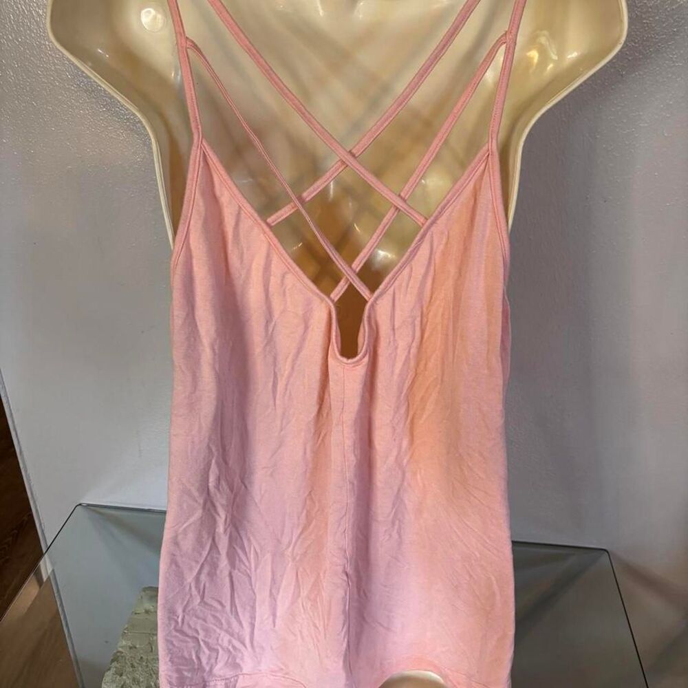 Blush Pink Strappy Crisscross Back Cami Tank Top Size XL
